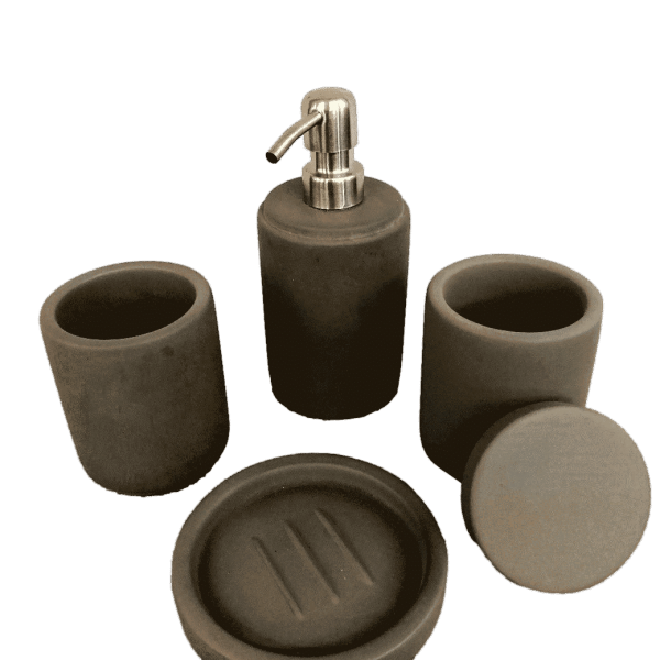 ENSEMBLE SET DE SALLE DE BAIN/ TOILETTE ROND GRIS ANTHRACITE